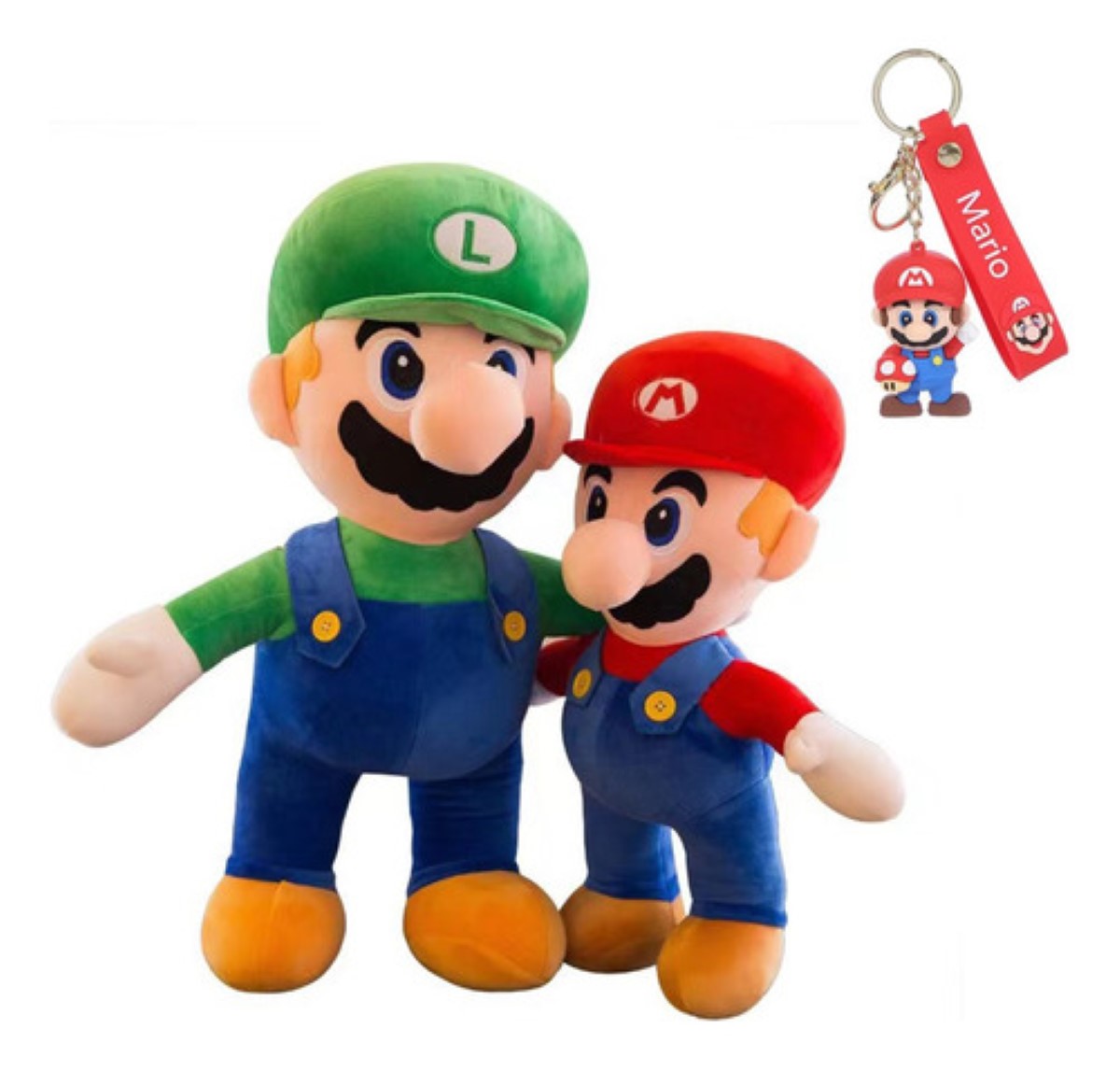 2pzs Peluches Super Mario Bros Luigi  Mario + Con Llavero