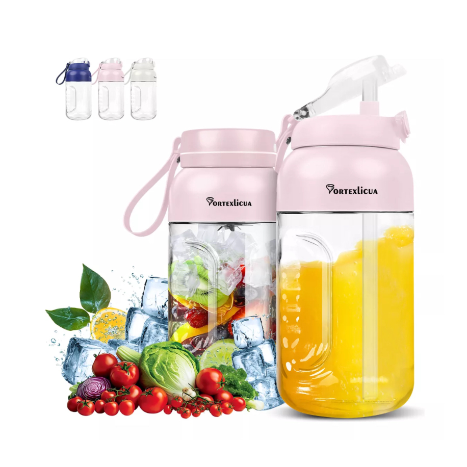 Licuadora Portátil Mini Recargable Extractor Jugos 1.2l Rosa