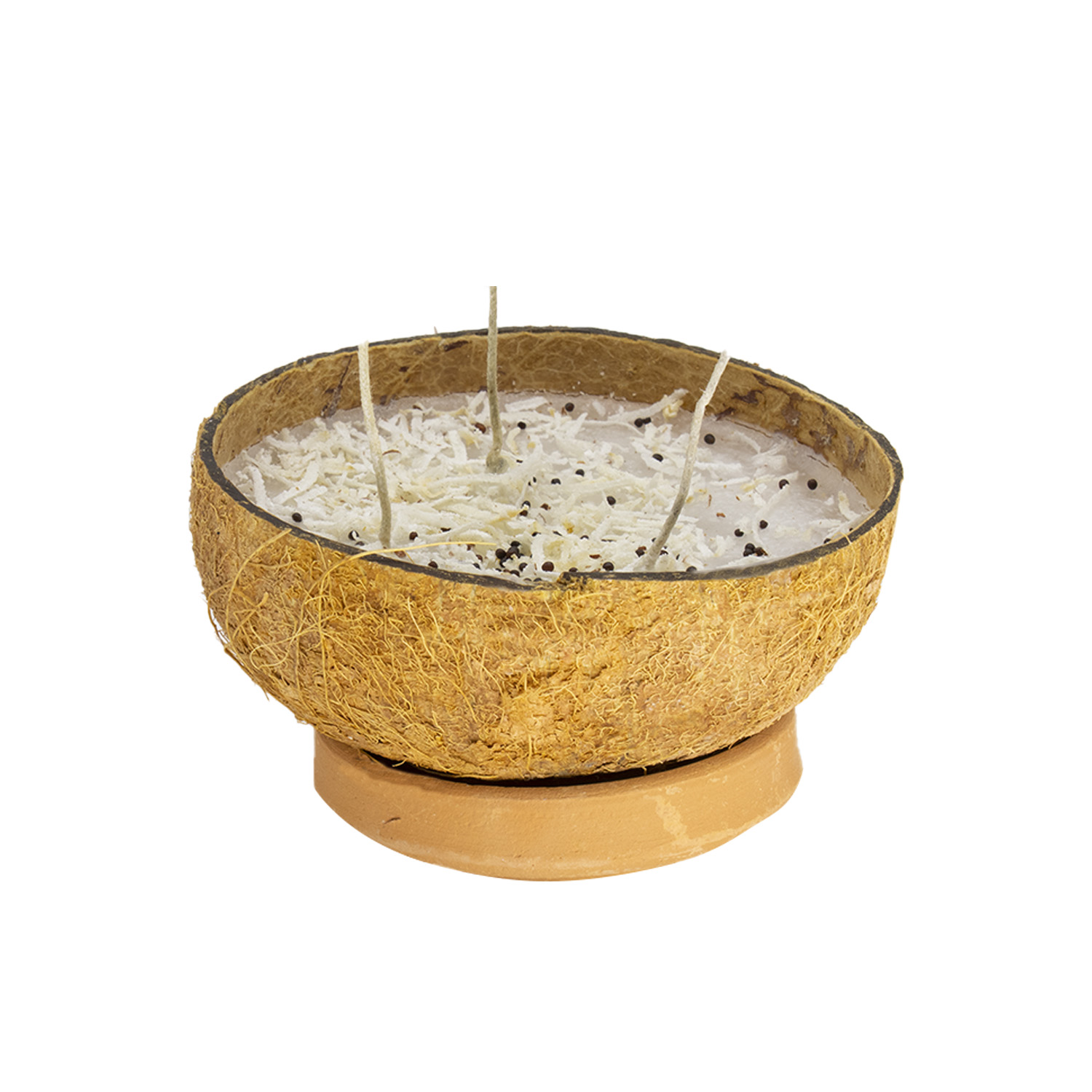 Veladora De Coco Eleggua Abrecaminos Triple Mecha Natural + Base de Regalo
