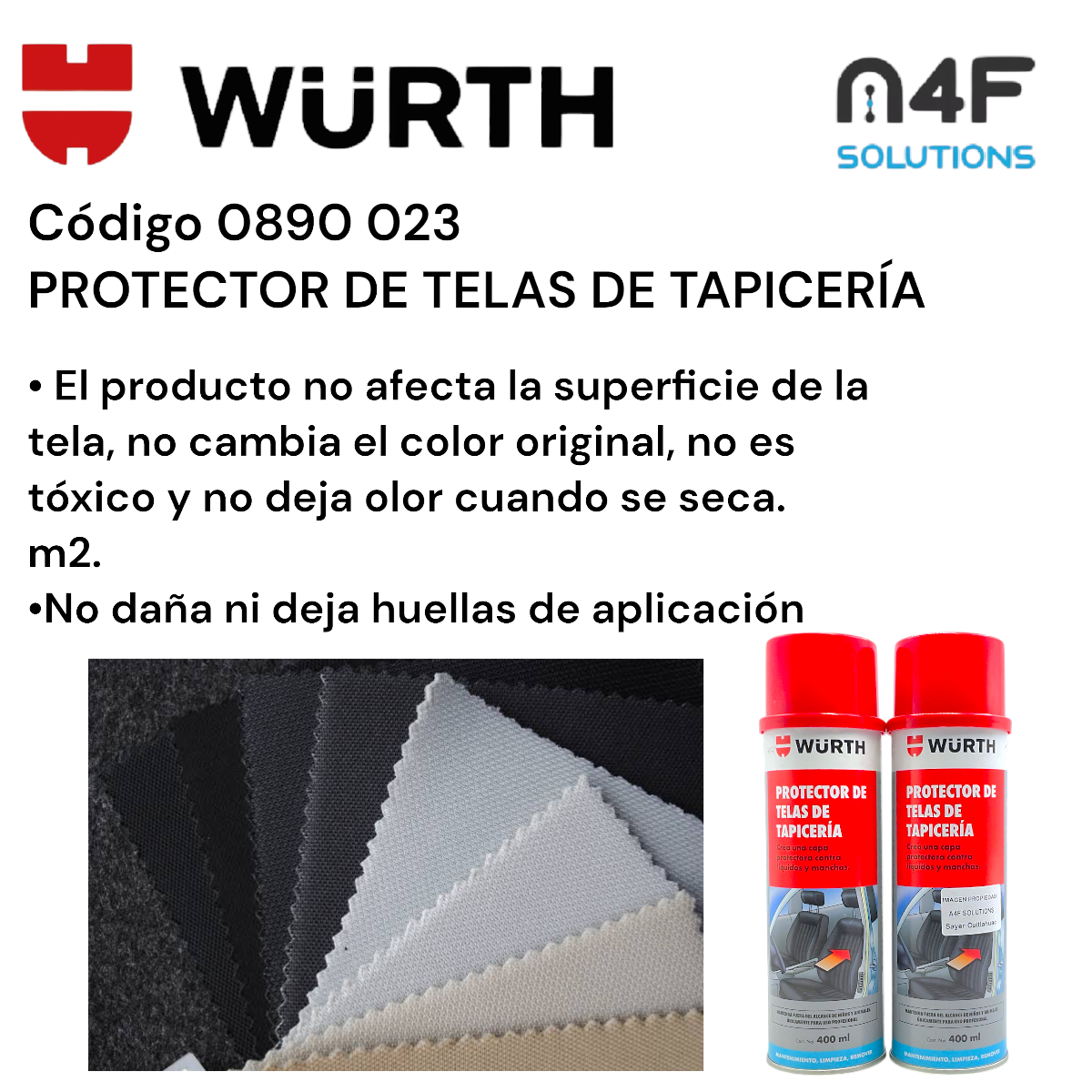 Wurth Protector Telas Auto Tapiceria Asientos 400 Ml 2 Pzas