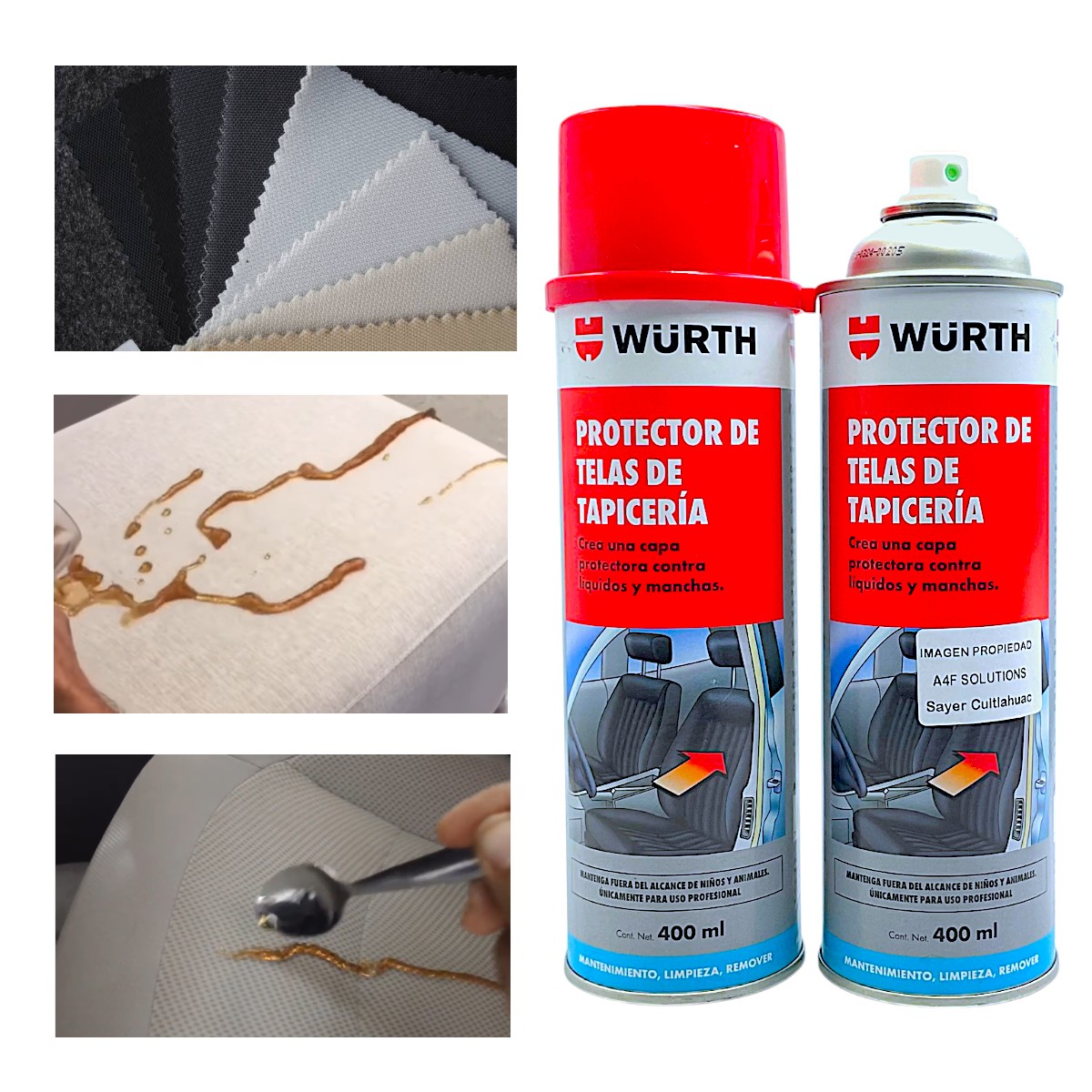 Wurth Protector Telas Auto Tapiceria Asientos 400 Ml 2 Pzas