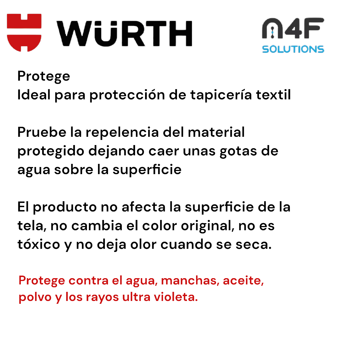 Wurth Protector Telas Auto Tapiceria Asientos 400 Ml 2 Pzas