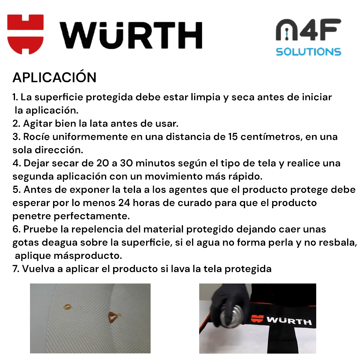 Wurth Protector Telas Auto Tapiceria Asientos 400 Ml 4 Pzas