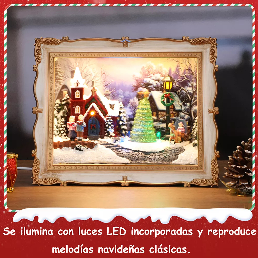 Marco Navidad Caja Música Decoración Festiva Regalo Vintage SDD1291