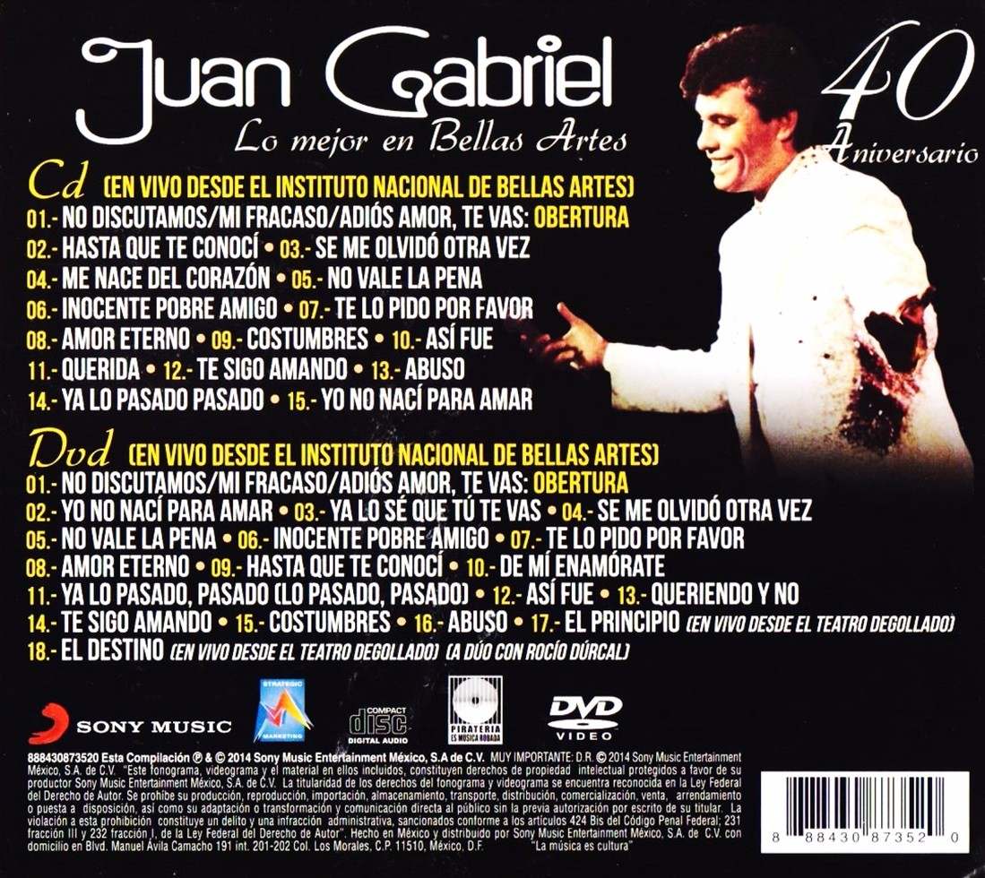 Volver Lo Mejor Bellas Artes 40 Aniversario - Juan Gabriel Cd + Dvd
