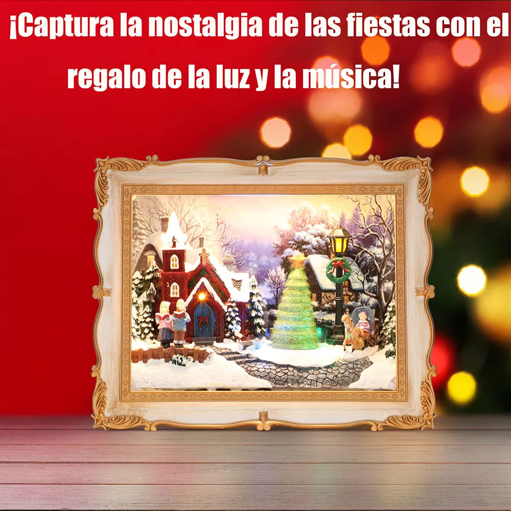 Marco Navidad Caja Música Decoración Festiva Regalo Vintage SDD1291