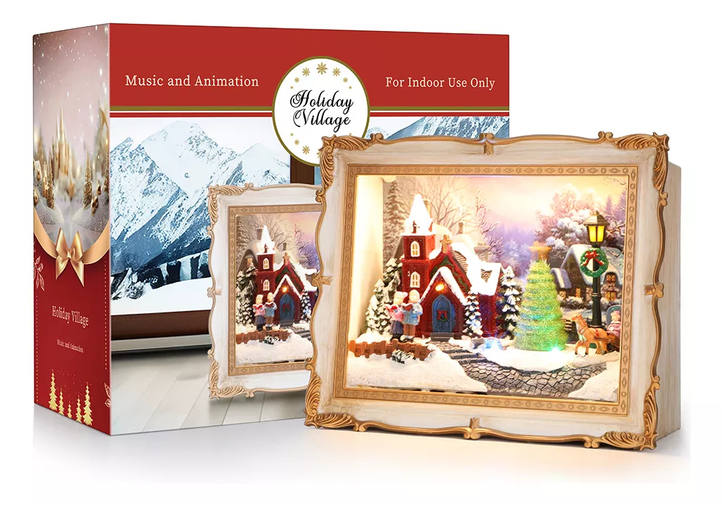 Marco Navidad Caja Música Decoración Festiva Regalo Vintage SDD1291