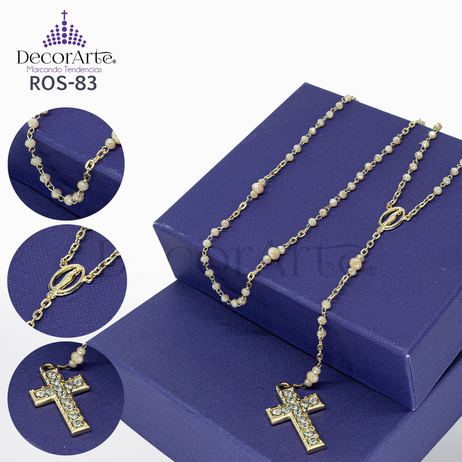 Rosario religioso artesanal para boda, xv años y primera comunión (paquete de 3 rosarios)