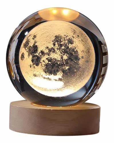 Esfera de Cristal Luminosa 3D Luna – Un Toque de Encanto en tu Decoración