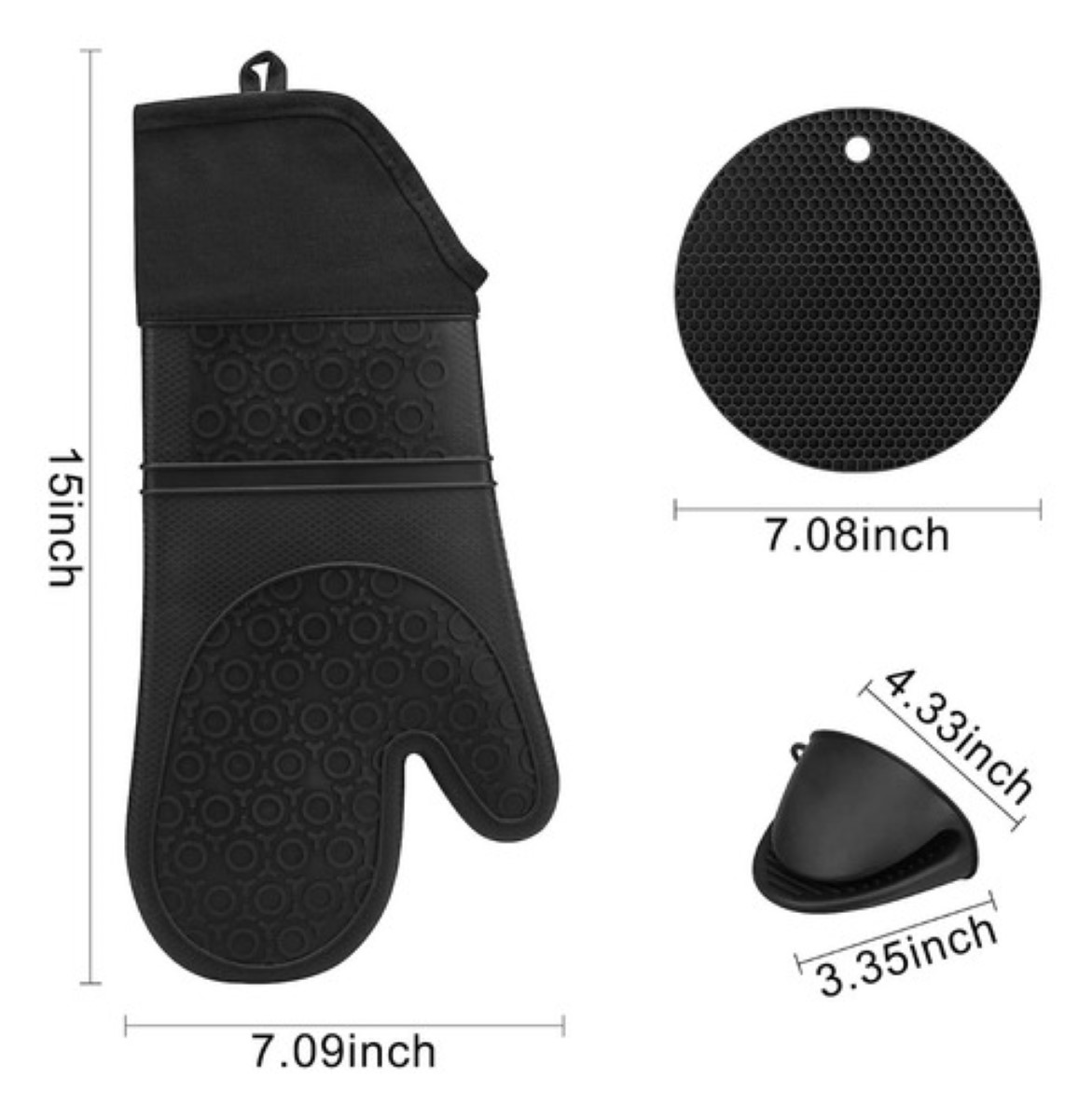 Guantes De Silicon Cocina/horno 6 Piezas Resistente Al Calor negro