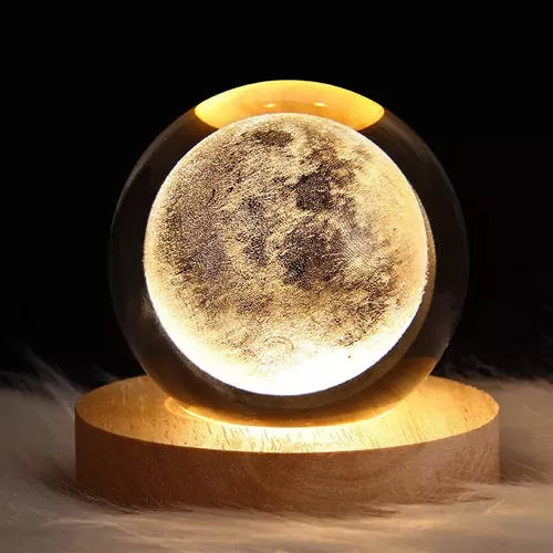 Esfera de Cristal Luminosa 3D Luna – Un Toque de Encanto en tu Decoración