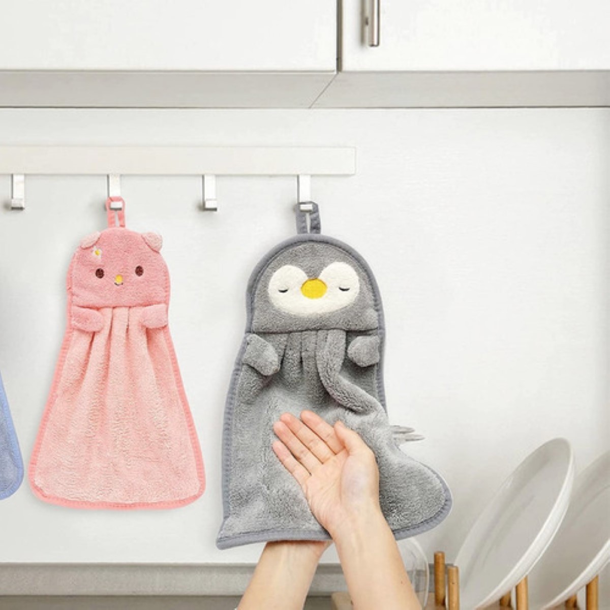 4 Toalla De Manos Secado Absorbente Baño Cocina Colgante multucolor