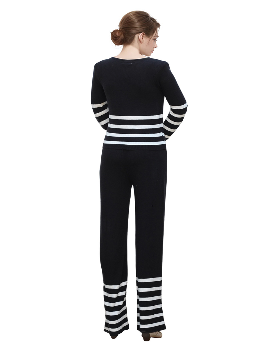 conjunto tejido casual pantalón campana y blusa manga larga