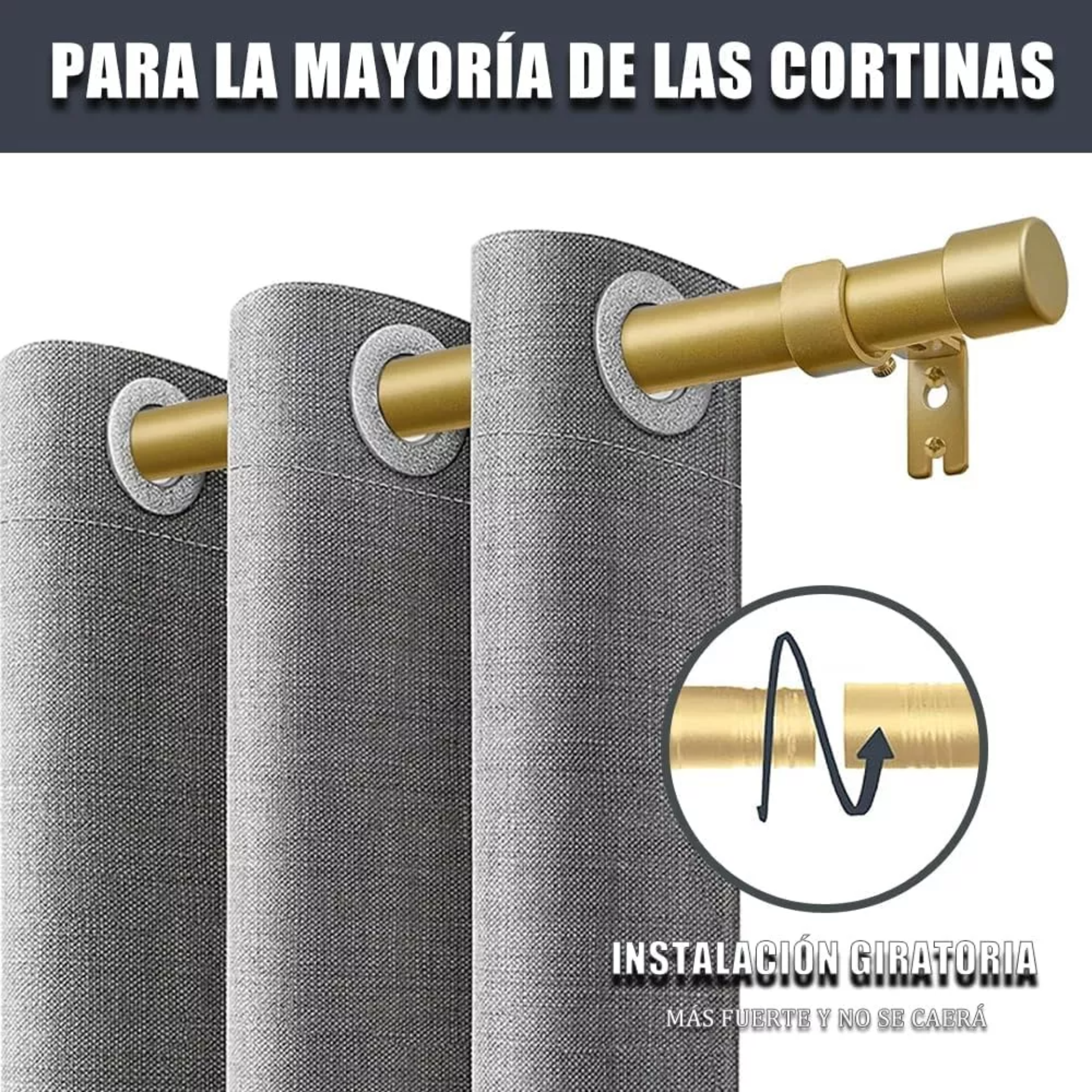 Cortineros De Metal Ajustable Barra De Cortina A Maximo 3.6m