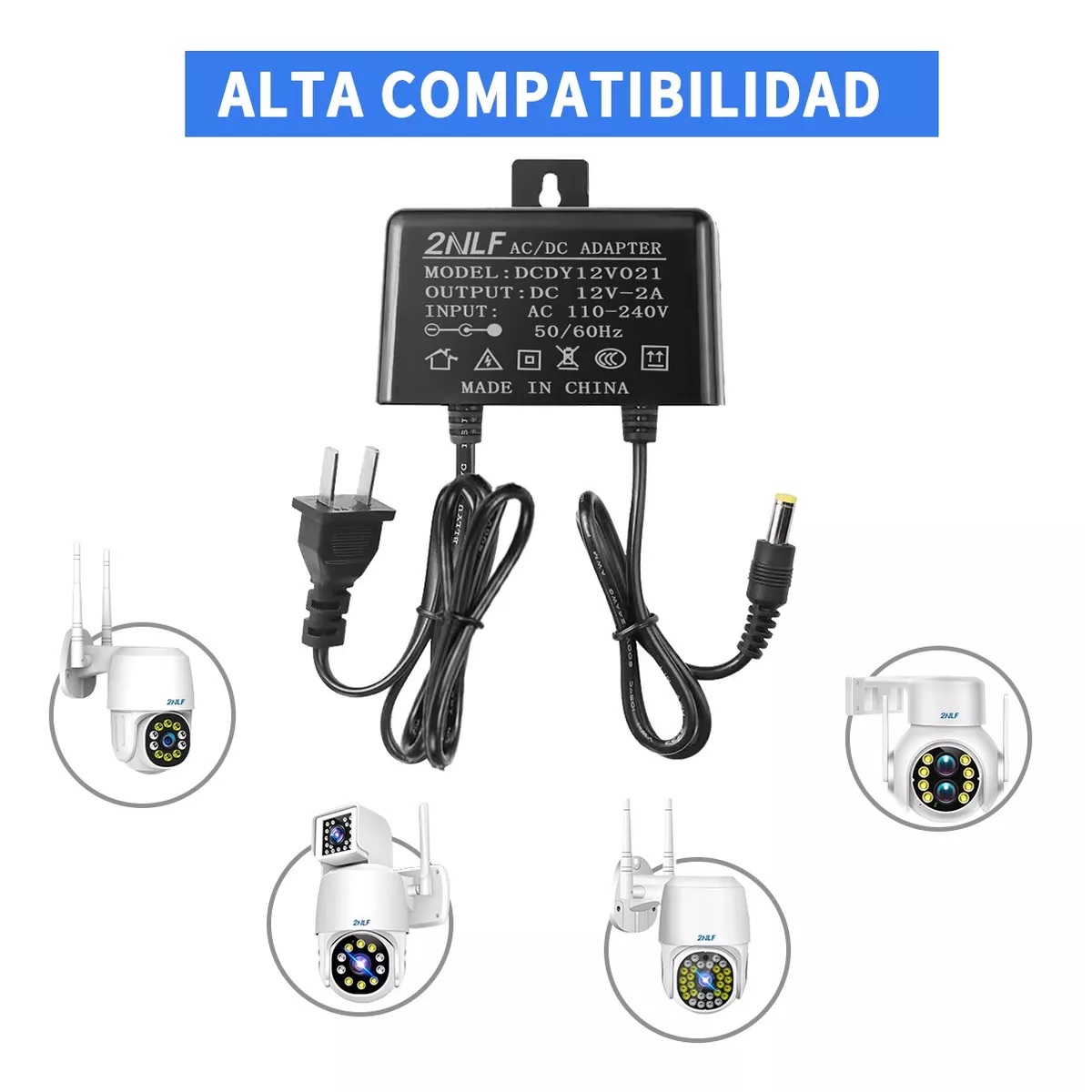  Adaptador 12v 2a 3m Para Cámaras De Seguridad