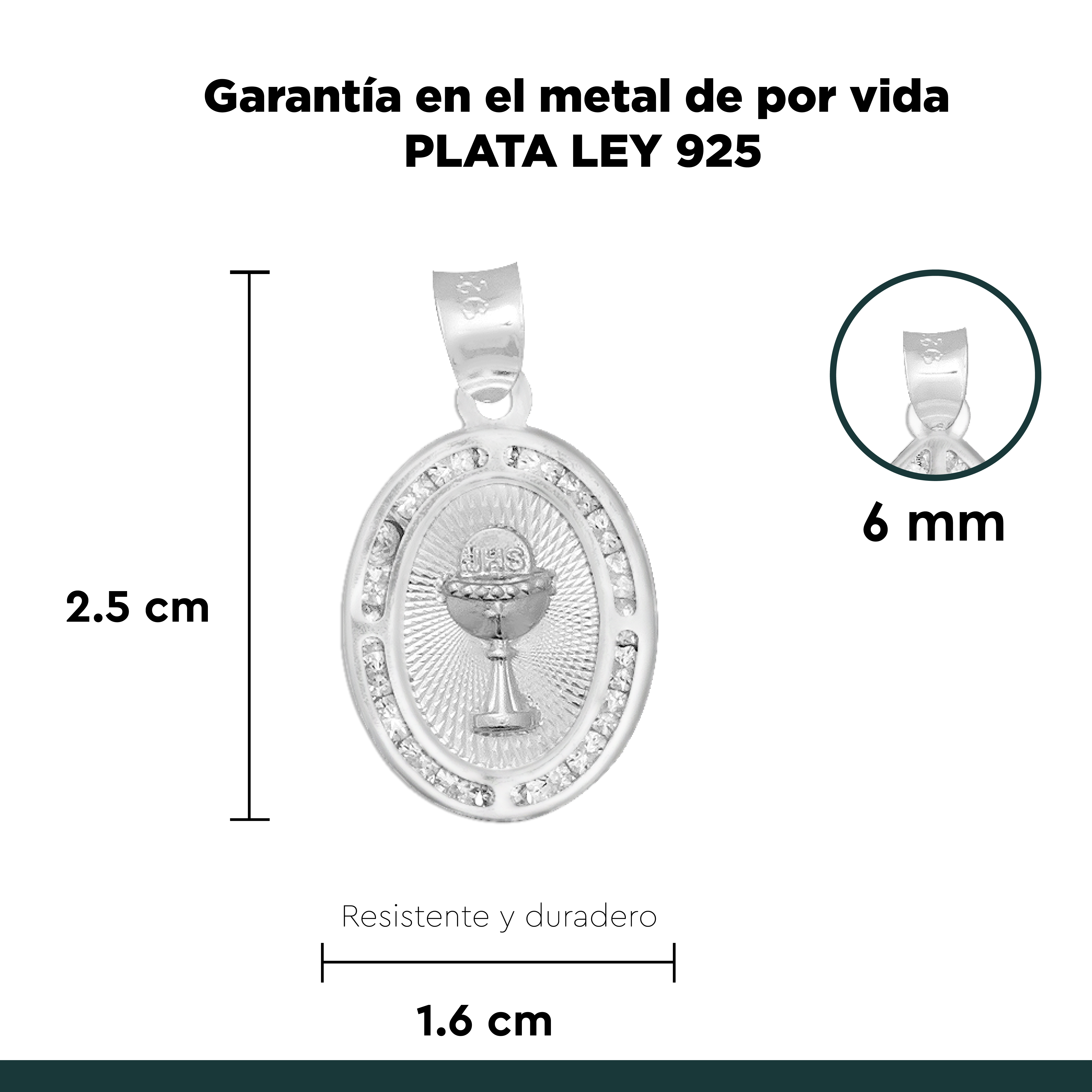 Cadena Con Dije Primera Comunión Figaro Plata 925 Zirconia