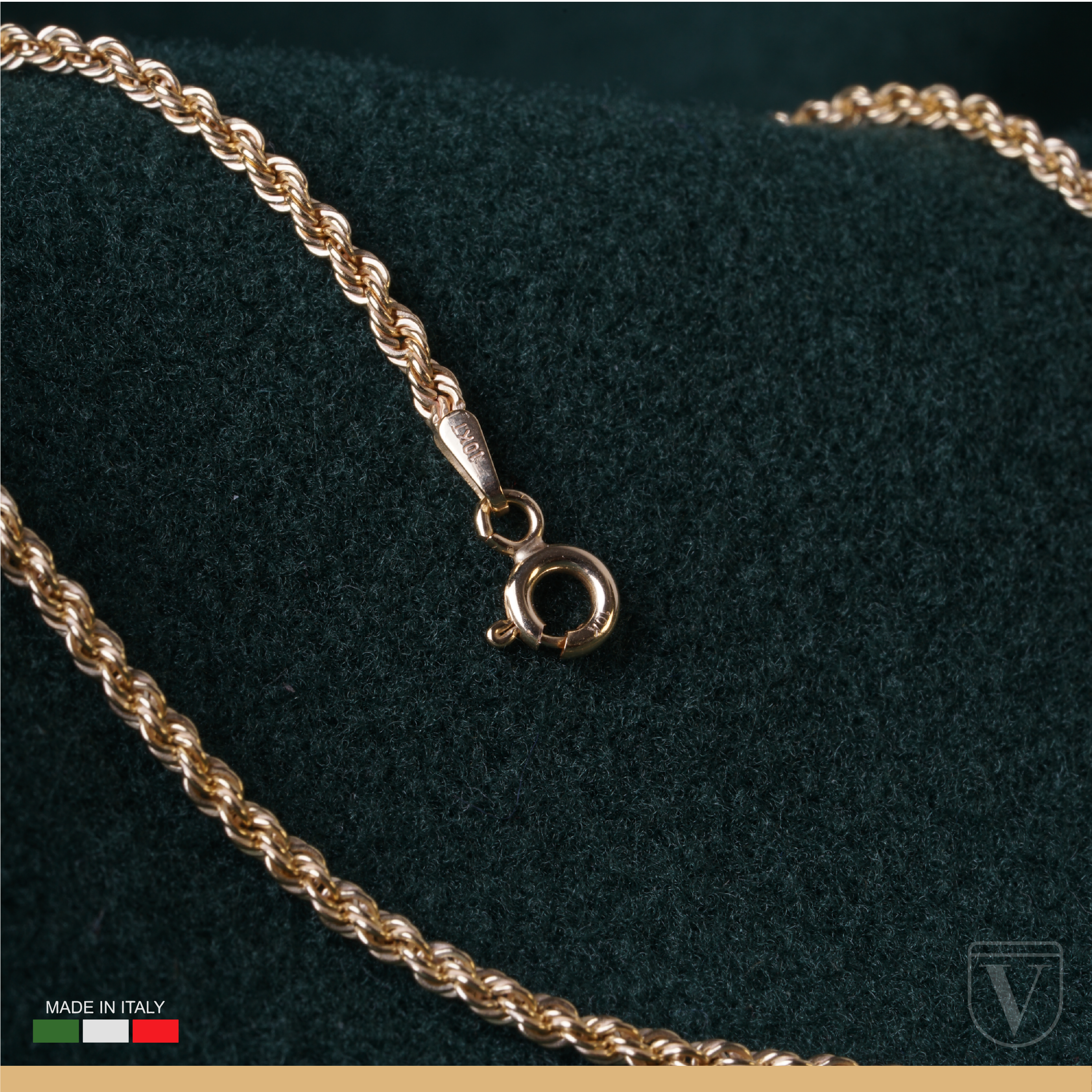 Cadena Torzal Italiano Oro 10k Torsal 50cm - 2.2mm + Estuche