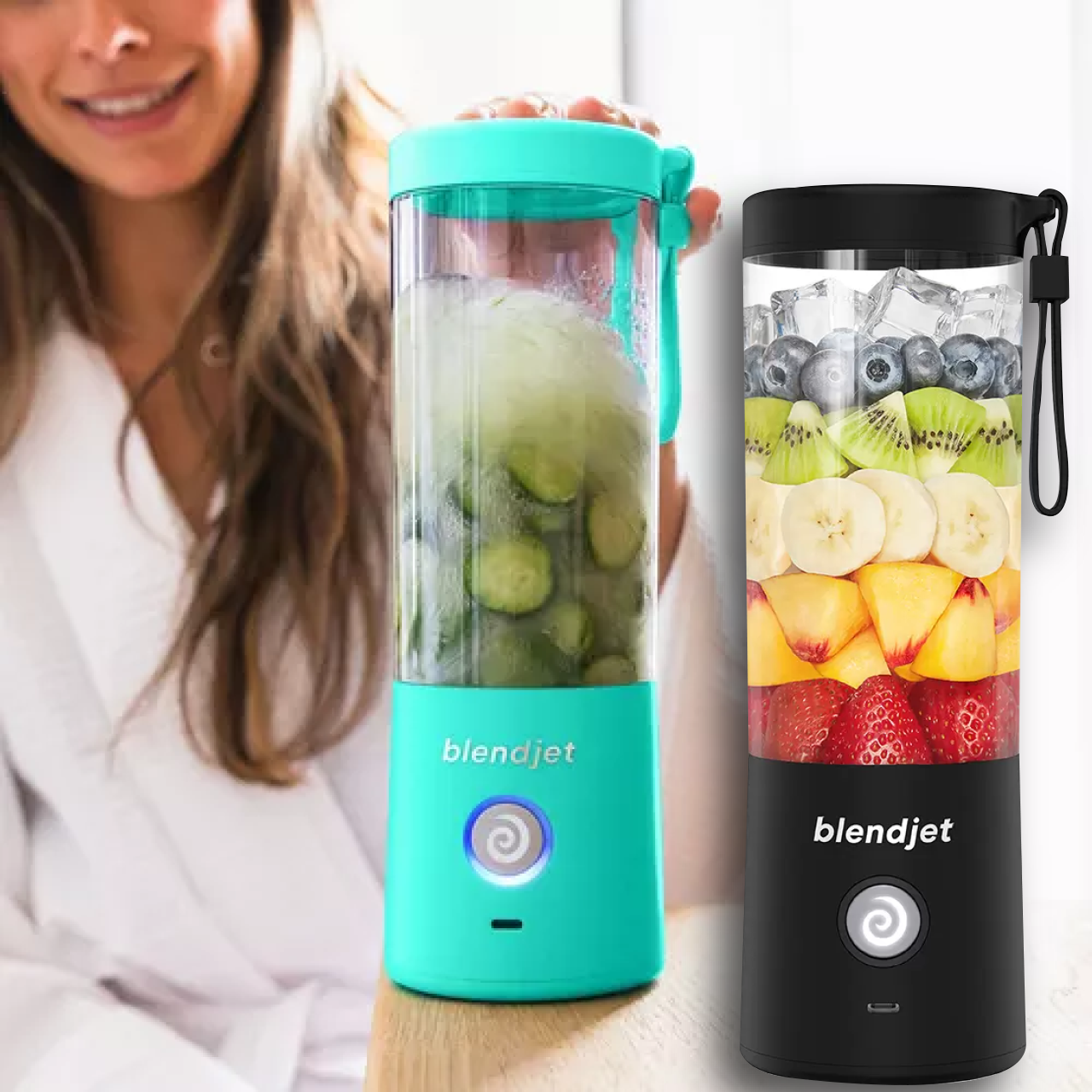 BlendJet 2, paquete de 2 licuadoras portátiles  inalámbrica para batidos 16 onzas, recargable USB-C con hoja de acero