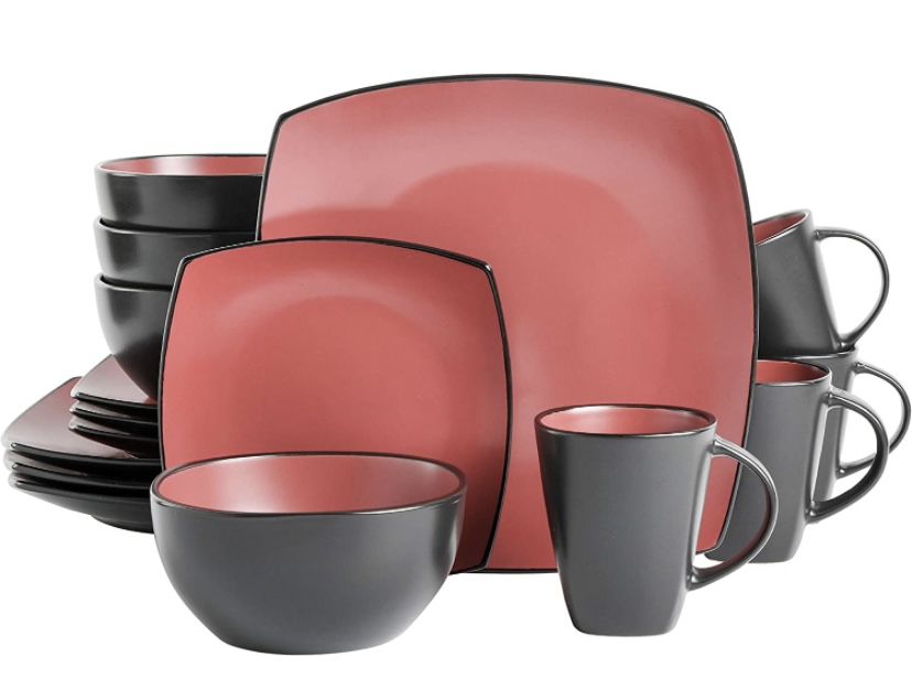Vajilla Gibson Rojo Mate para 4 personas 16 piezas