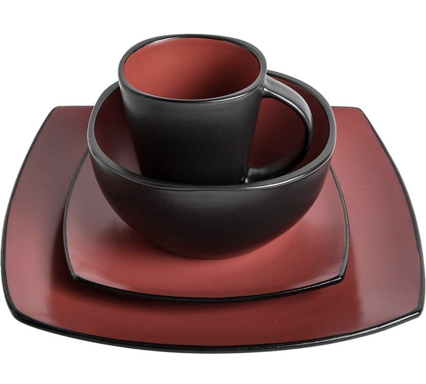 Vajilla Gibson Rojo Mate para 4 personas 16 piezas