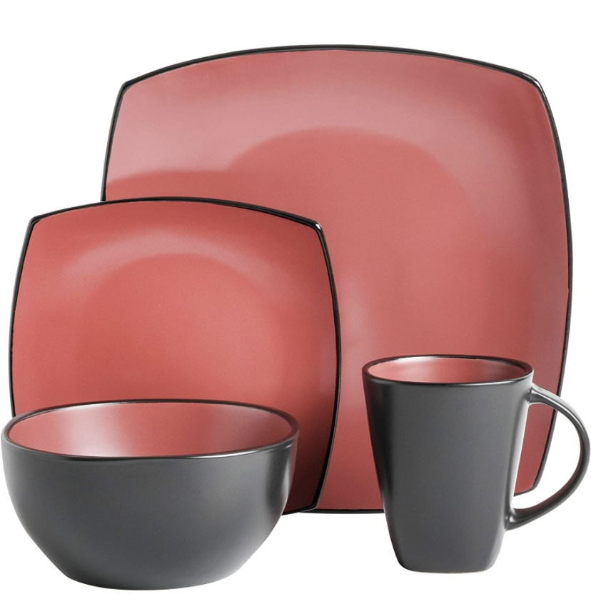 Vajilla Gibson Rojo Mate para 4 personas 16 piezas