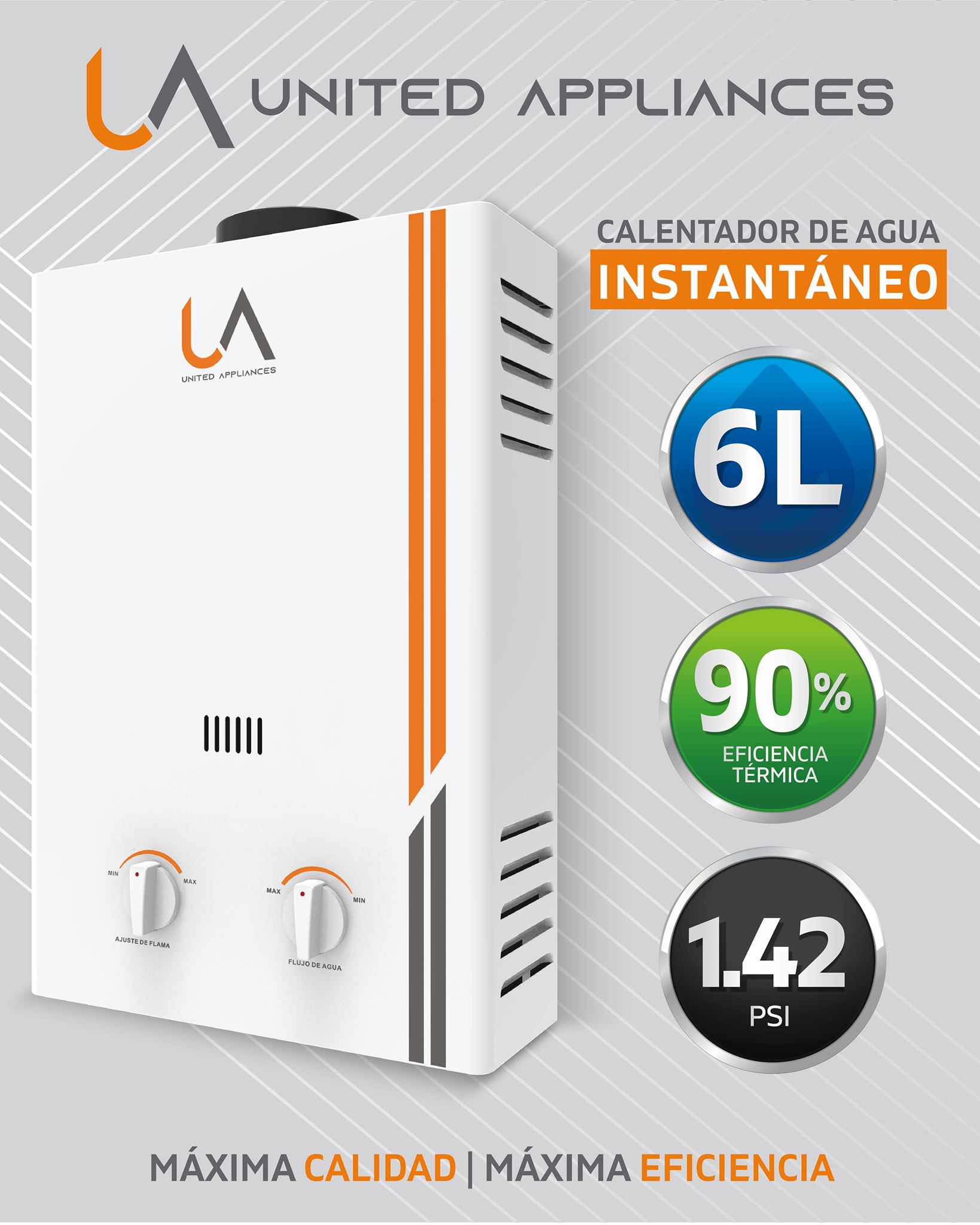 Calentador De Agua Instantáneo United Appliances® 6 Lpm A Gas Lp 