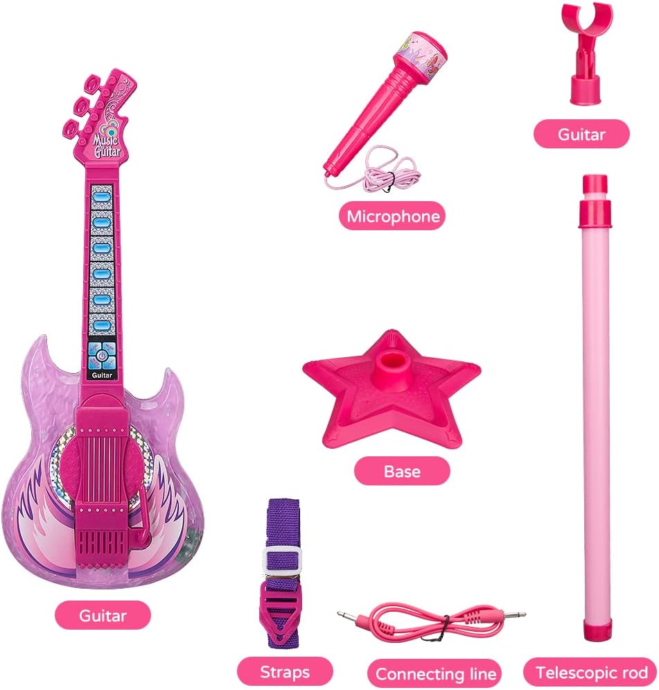 Guitarra Musical infantil  Con Micrófono Arcoíris 262063 mp3 luz y sonido karaoke