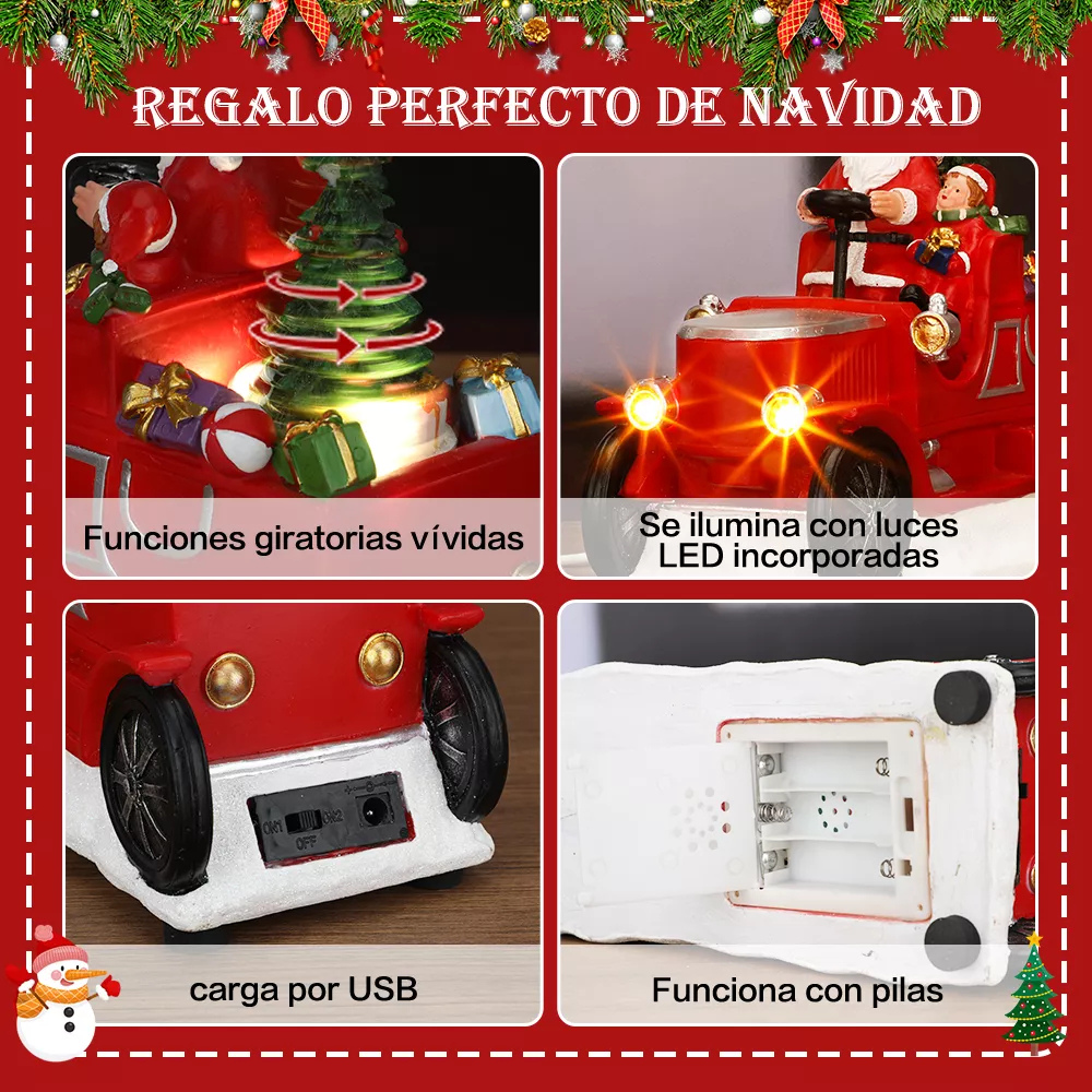 Adorno De Papá Noel Carro Con Música Y Luces Navideñas SDD1283