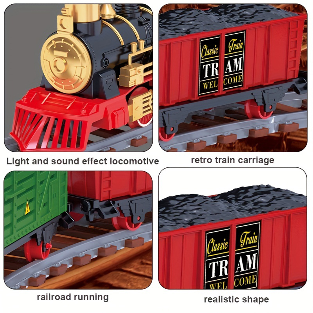 Tren Eléctrico Clásico Humo Sonido Juguete Navidad Luz 251pz 220cm . 