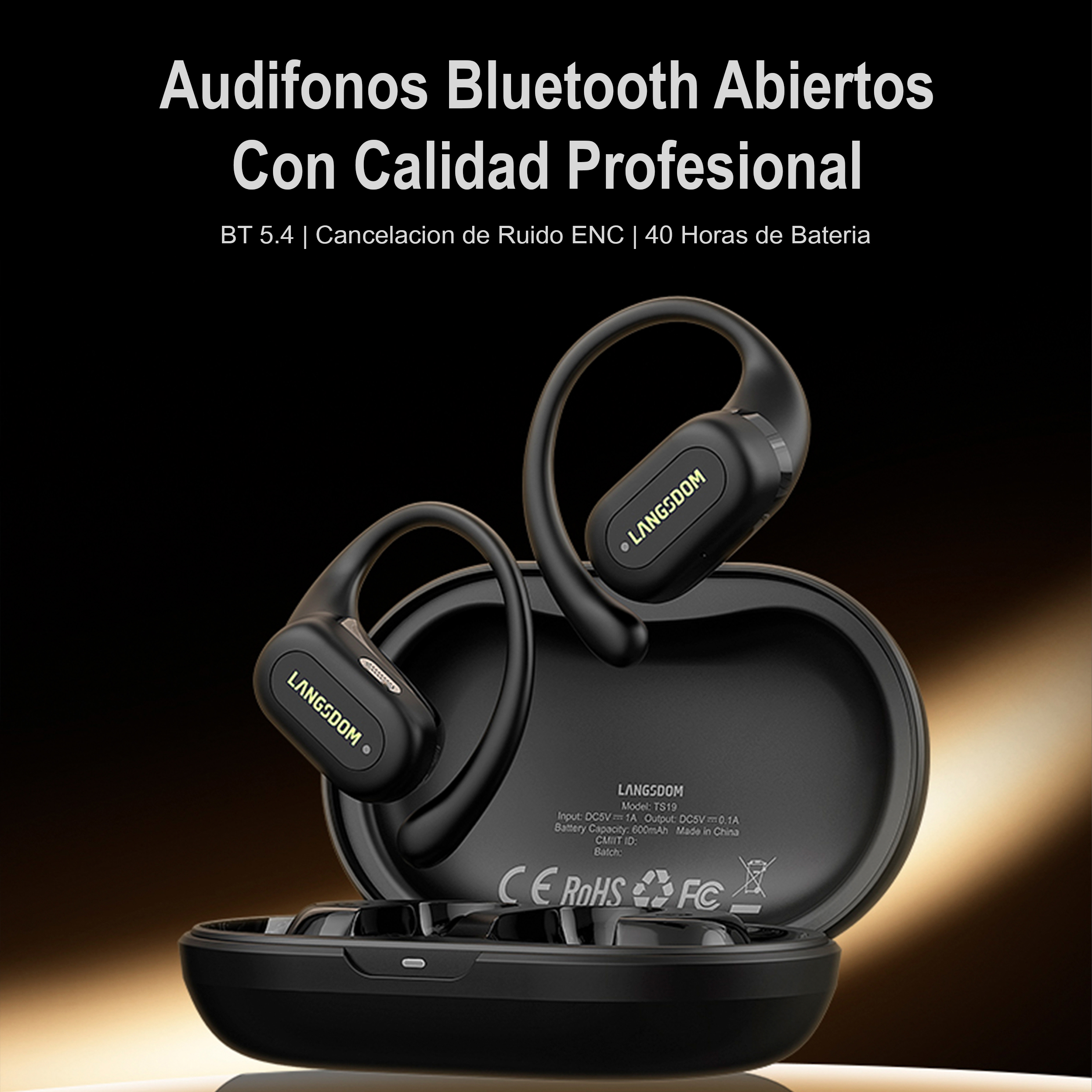 Audifonos Langsdom Ts19 Impermeables Deportivos Negro