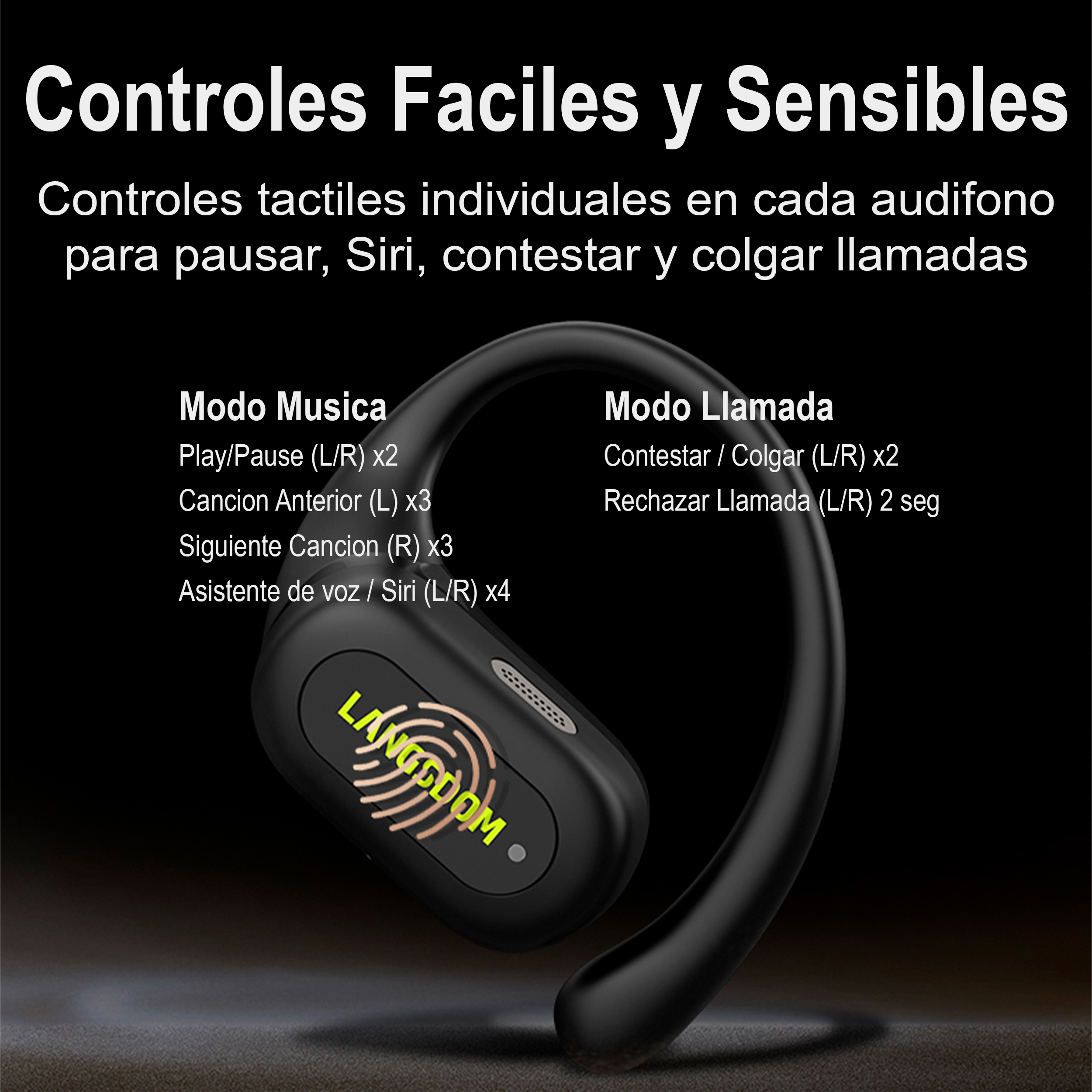 Audifonos Langsdom Ts19 Impermeables Deportivos Negro