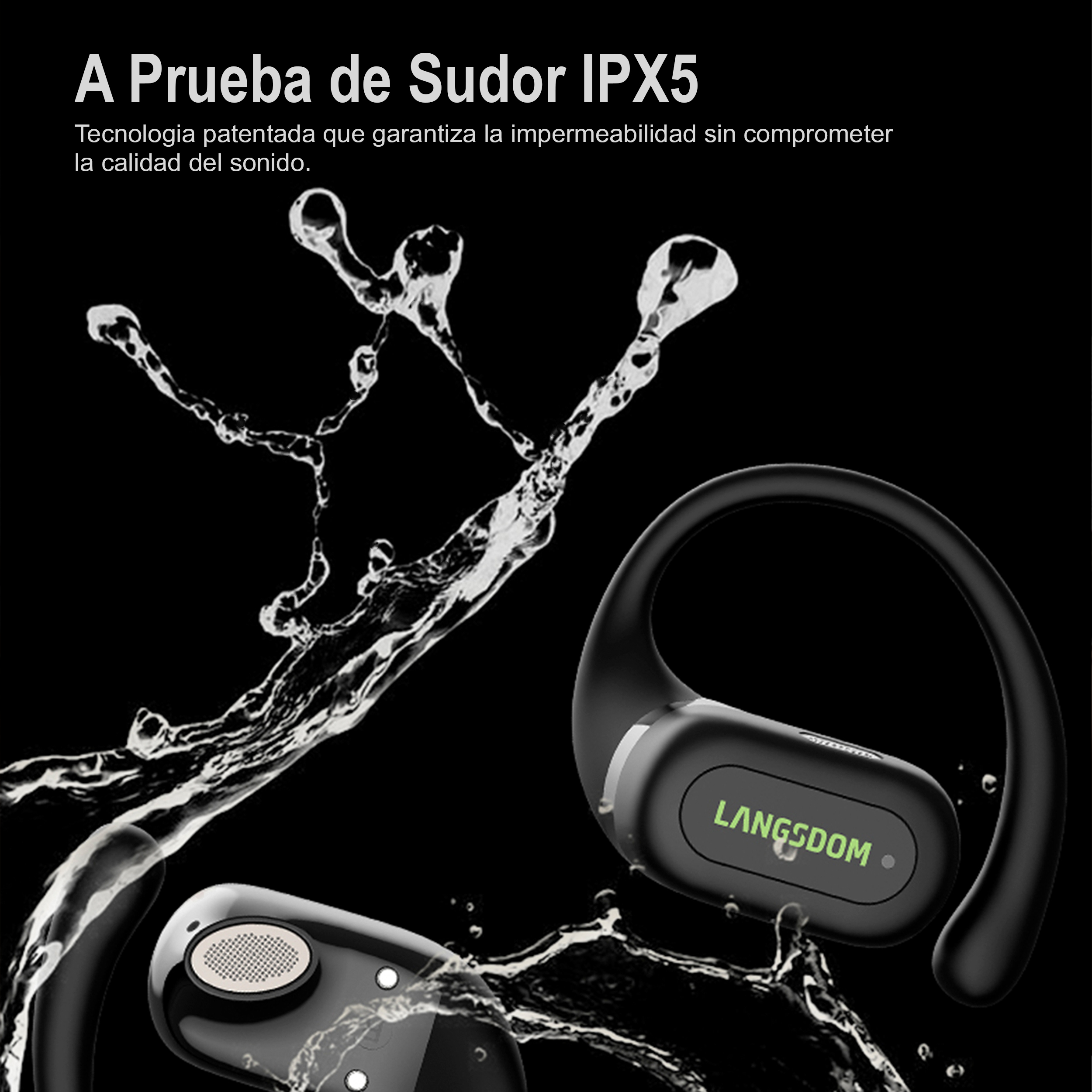 Audifonos Langsdom Ts19 Impermeables Deportivos Negro