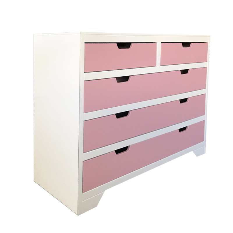 Comoda de madera CUNABEBE Flosa Blanco Rosa