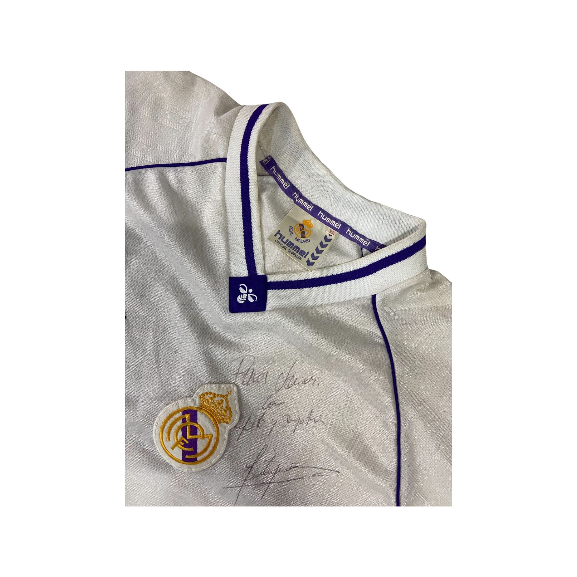 Jersey de Futbol Vintage real madrid autografiada  por Emilio Butrageño