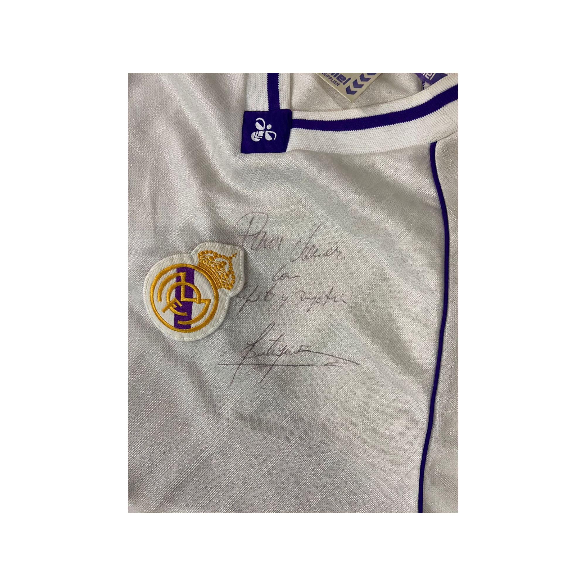 Jersey de Futbol Vintage real madrid autografiada  por Emilio Butrageño