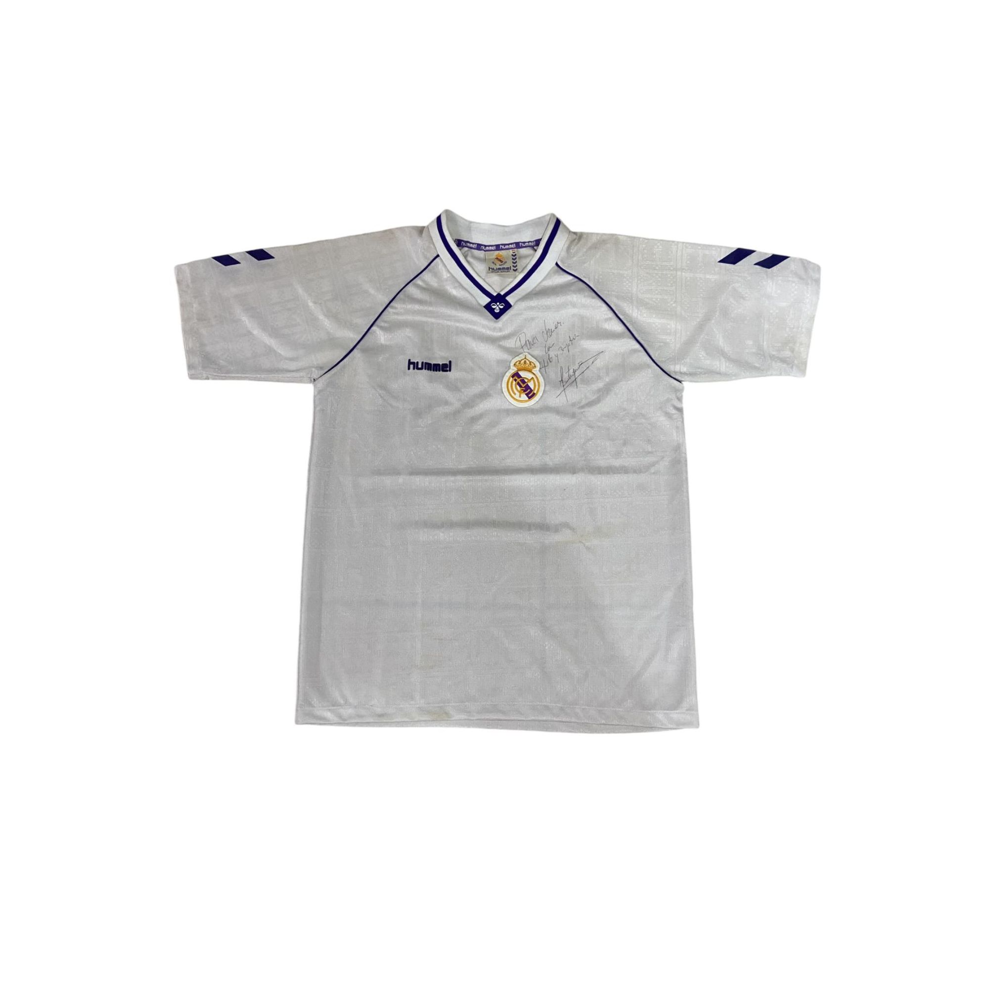 Jersey de Futbol Vintage real madrid autografiada  por Emilio Butrageño
