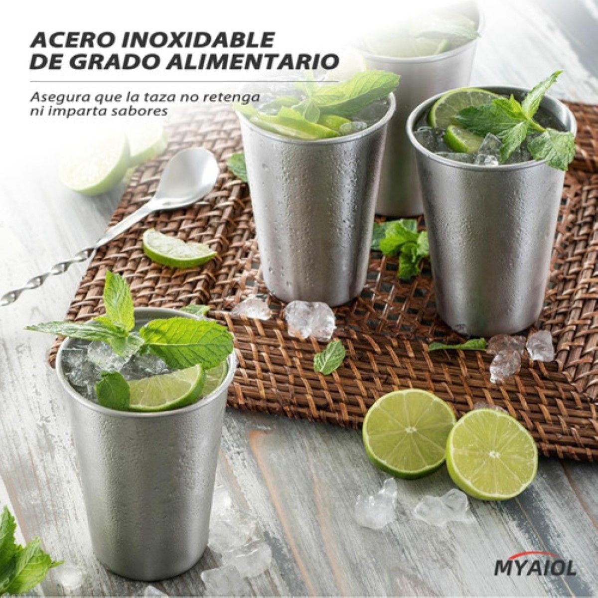 6 Pzs Vasos Acero Inoxidable 500ml Para Cerveza. plata