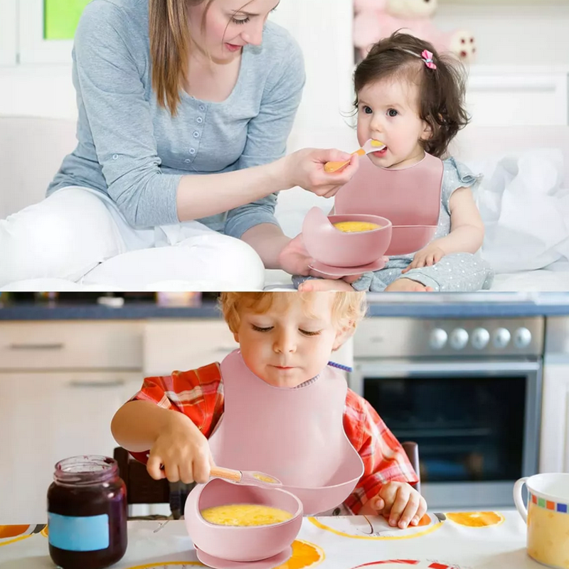 Juego De Alimentación De Silicona Antideslizante Para Bebés