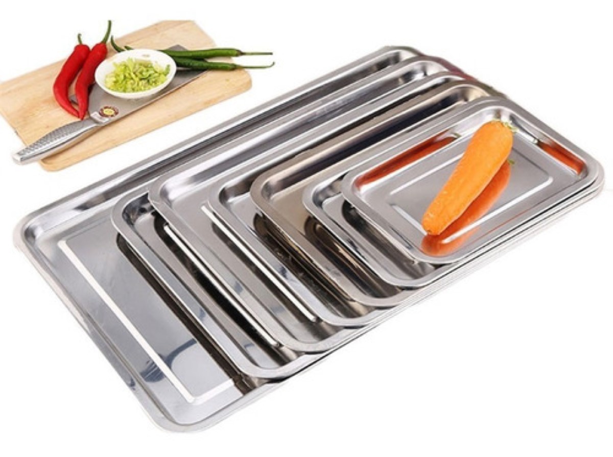 Charola Hornear Galletas Pan Cocina Acero Inoxidable 30x40cm plata