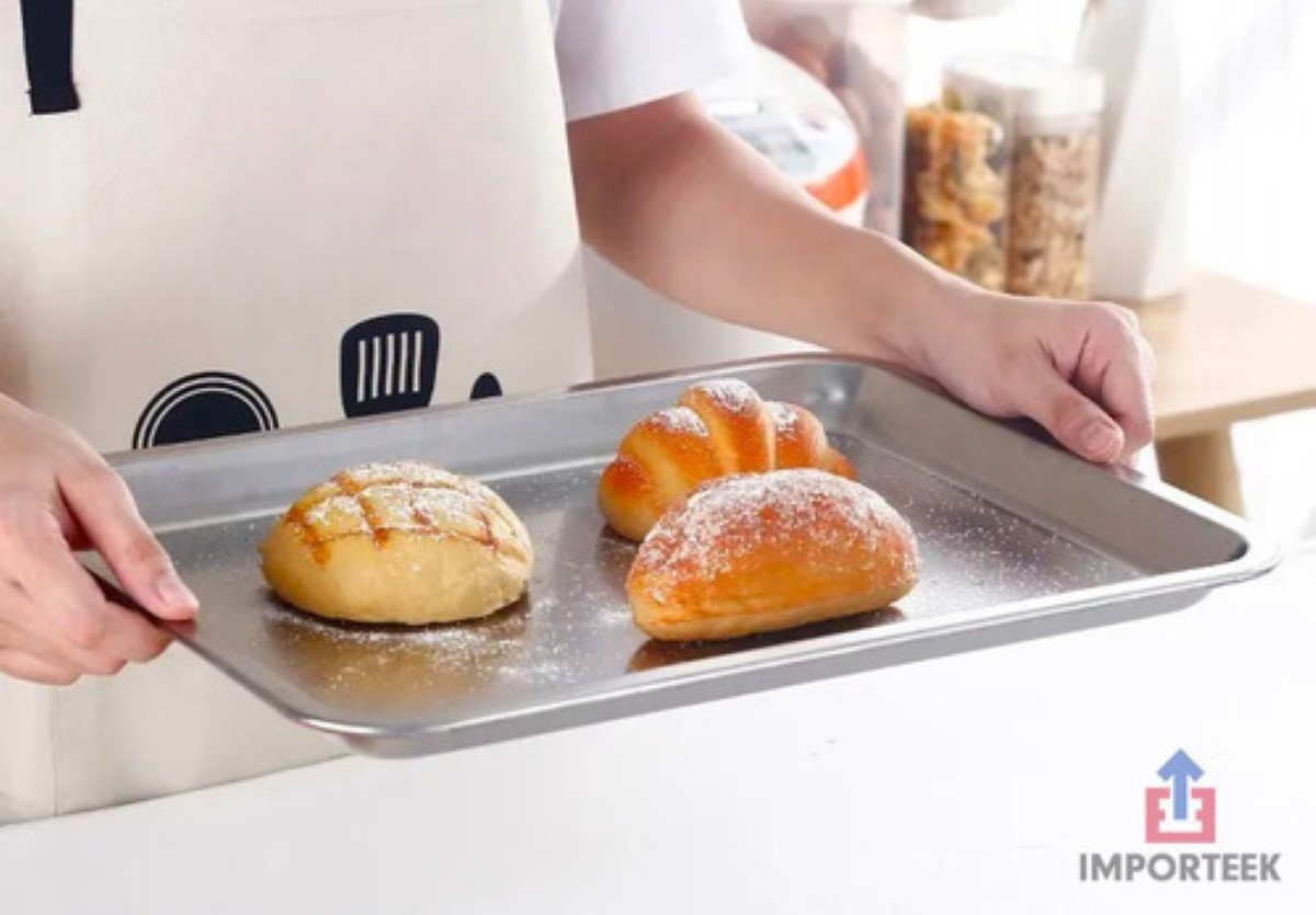 Charola Hornear Galletas Pan Cocina Acero Inoxidable 30x40cm plata