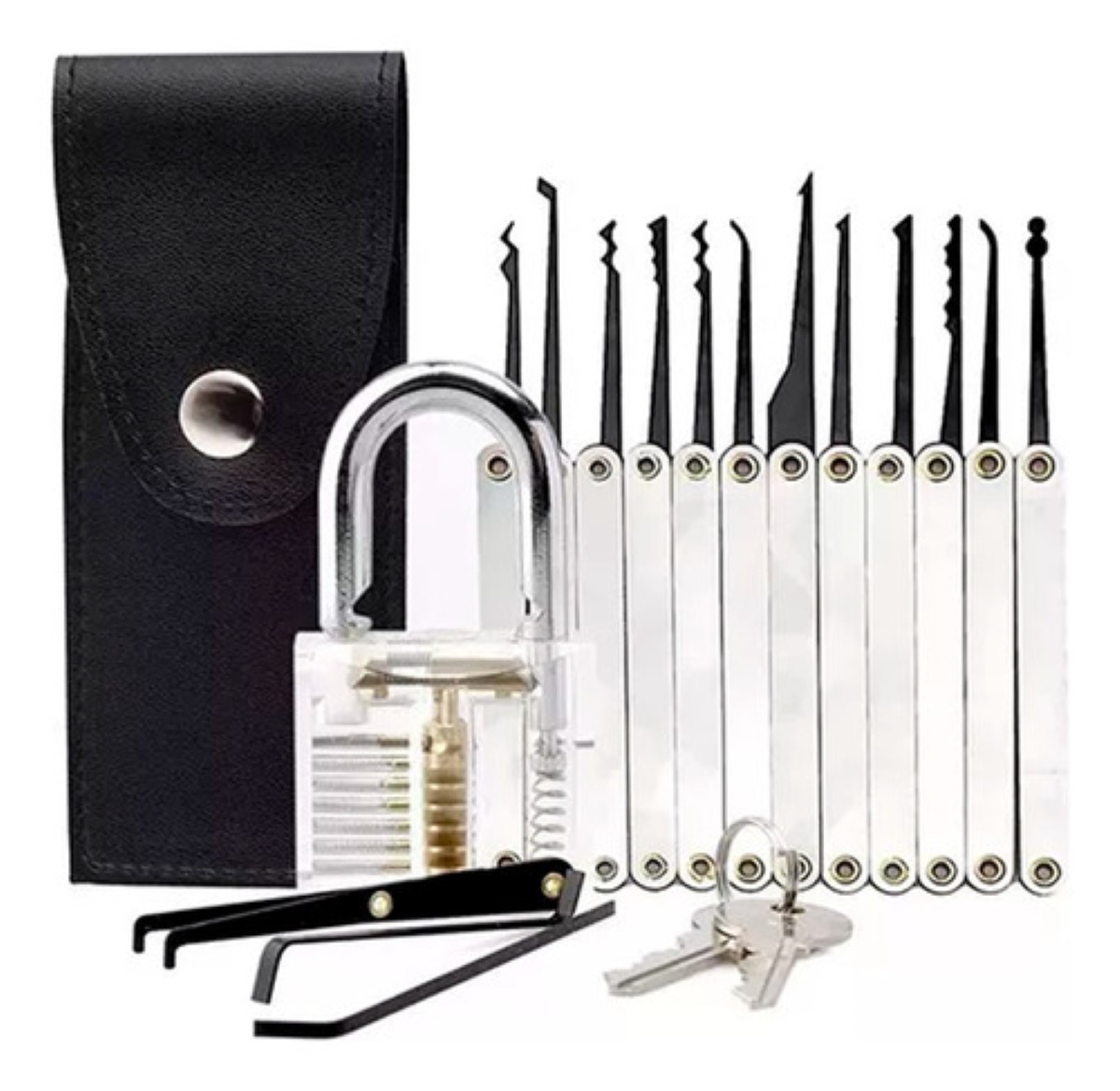 Kit De 15 Piezas Ganzuas Profesionales Con Candado Y Manual plata