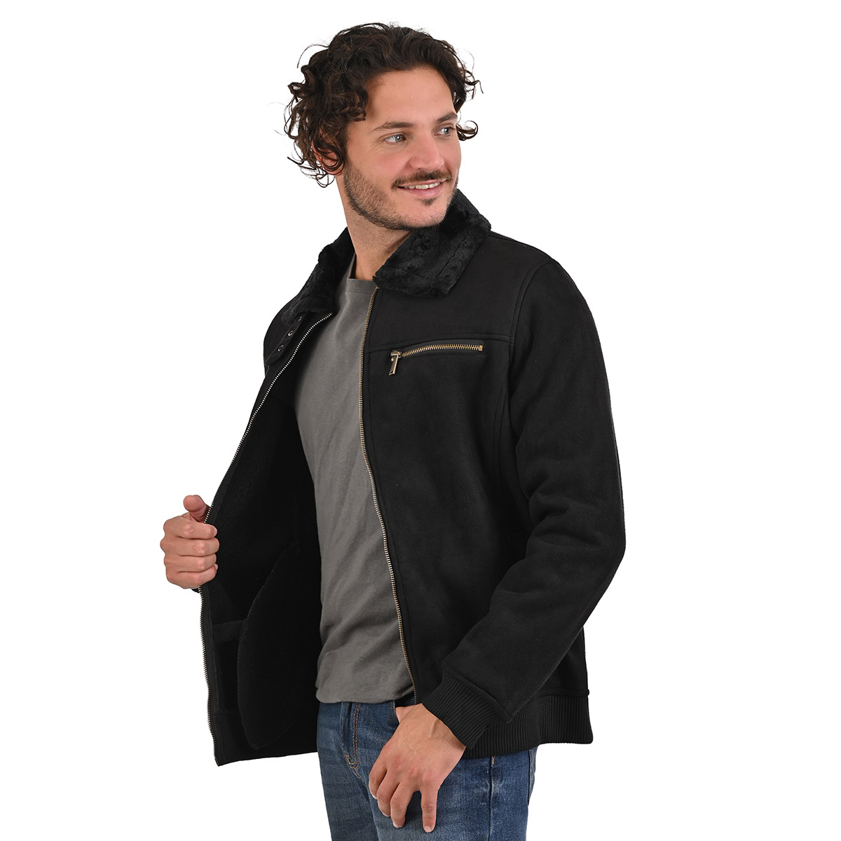 Chamarra Casual Aviadora Tipo Gamuza Para Hombre Thats Hot
