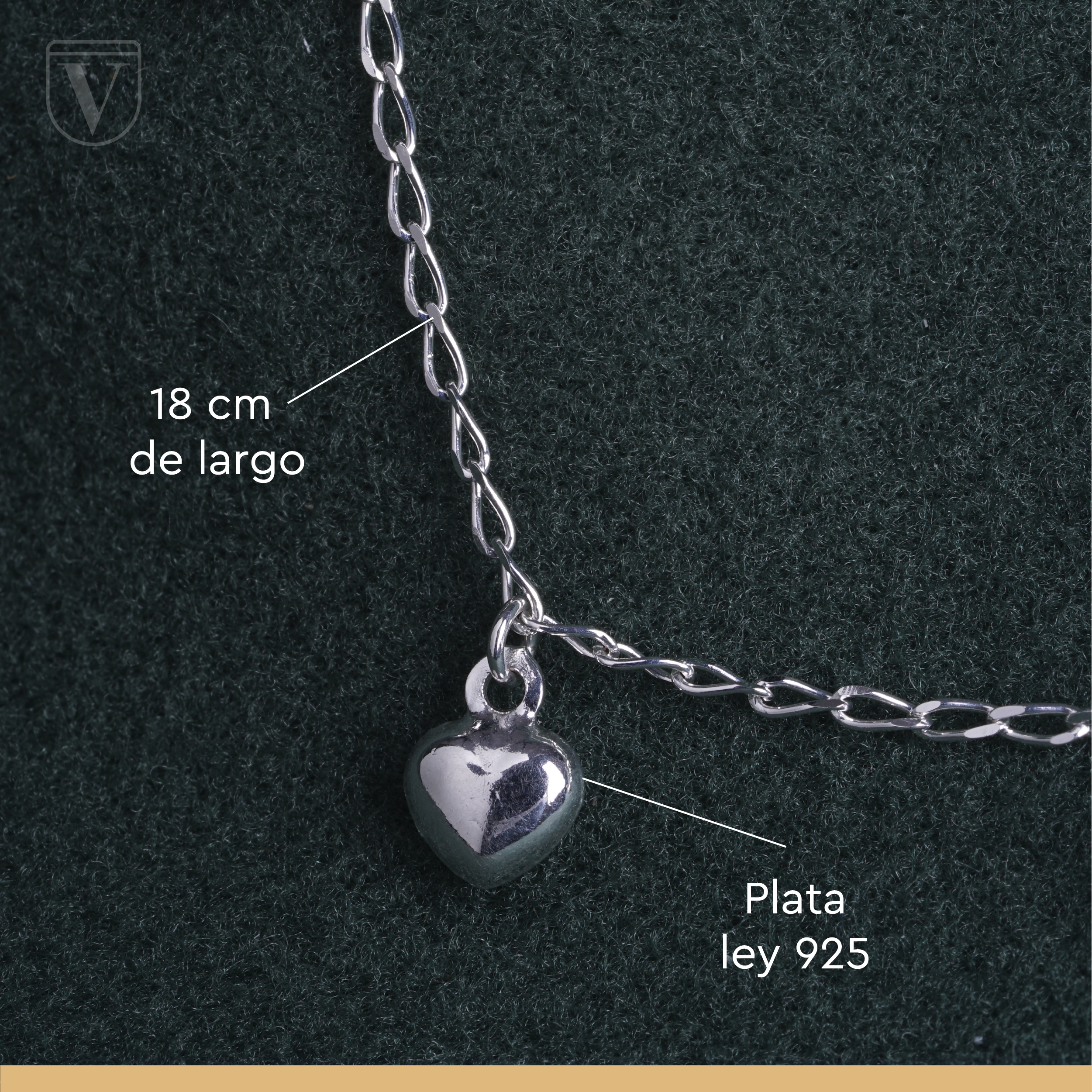 Pulsera Corazones De Plata Ley 925 17cm Para Mujer Pulso