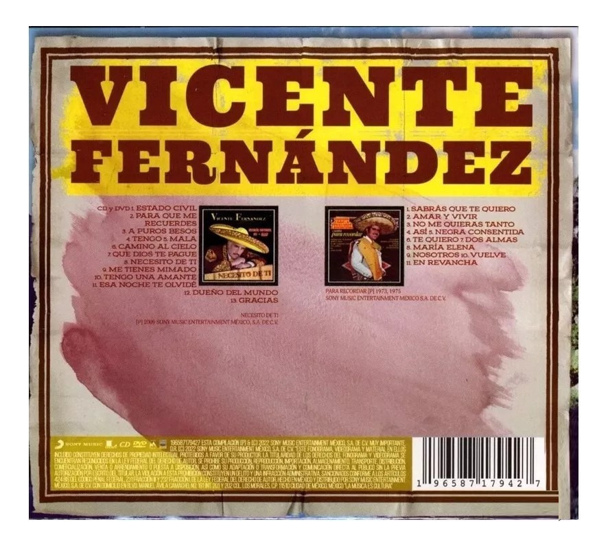 Vicente Fernandez Necesito De Ti & Canta Recordar 2 Cd + Dvd
