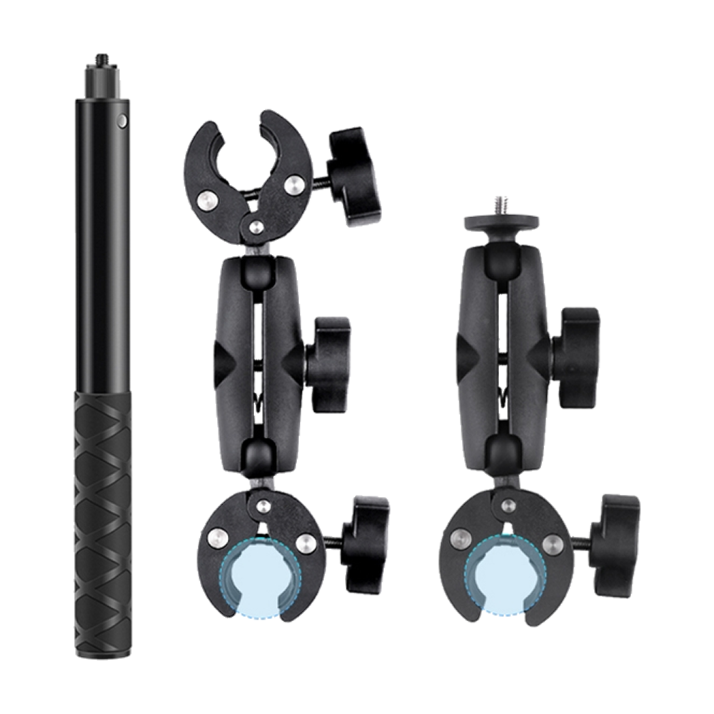 Base Tubular Selfie Stick con Doble Pinza Compatible GoPro Insta360 Cámaras Deportivas