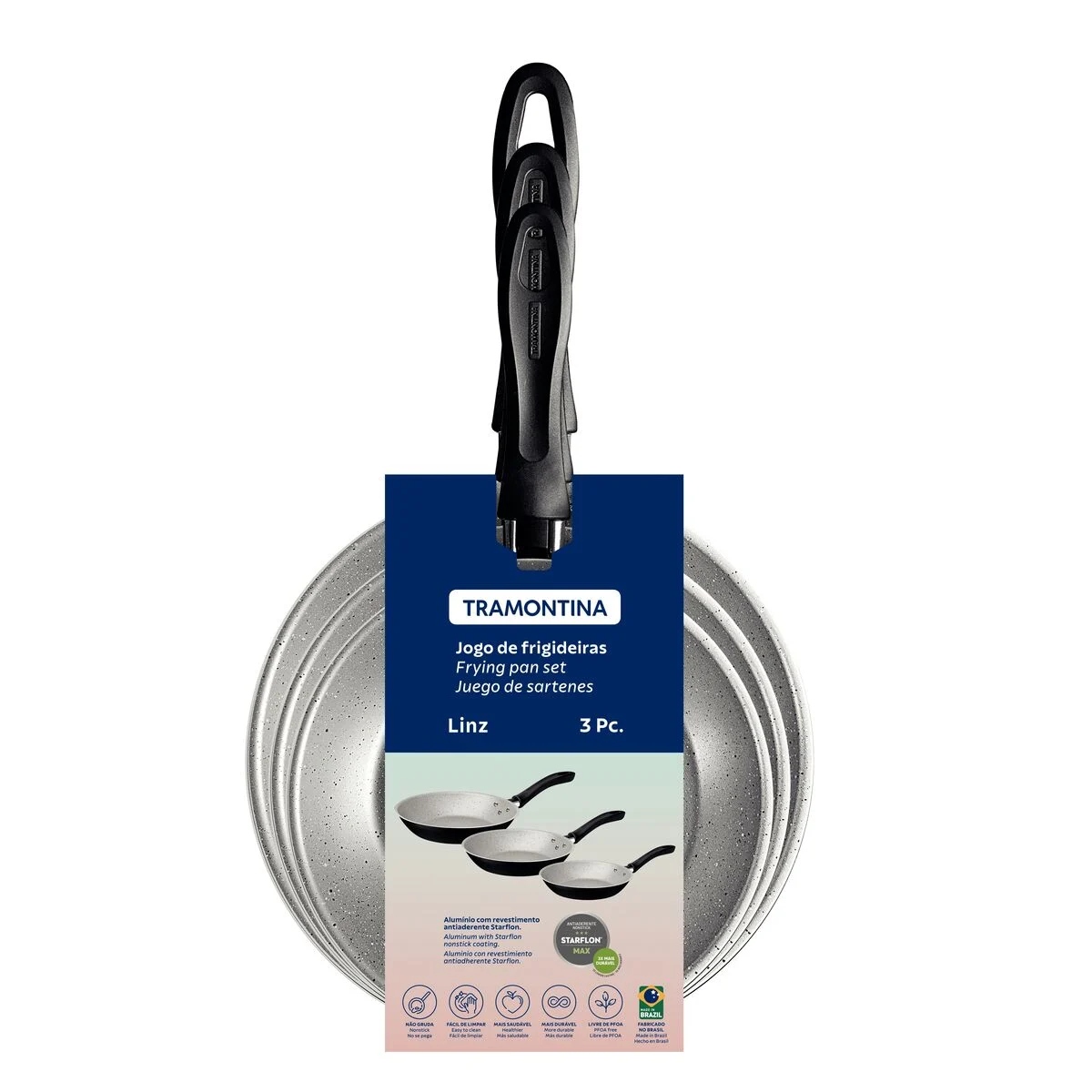 Juego de Sartenes Tramontina 20297909 Linz 3 Pzas Negro Granito ENDY2