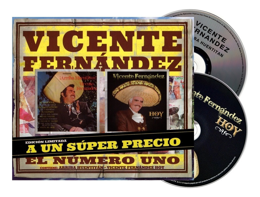 Vicente Fernandez Arriba Huentitan & Hoy 2 Discos Cd