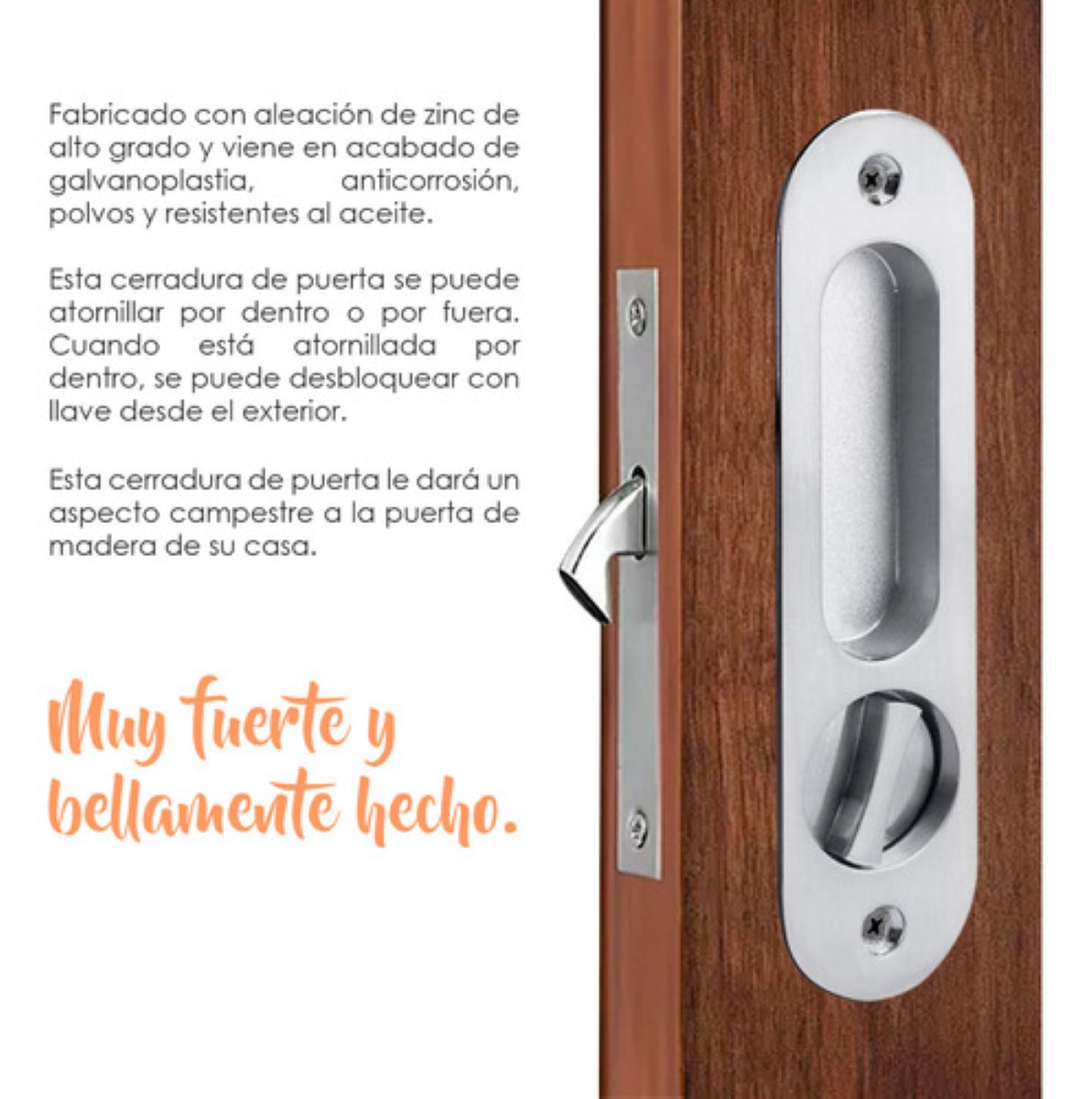 Manija Con Llaves Antirrobo Para Puerta Corrediza De Madera plata