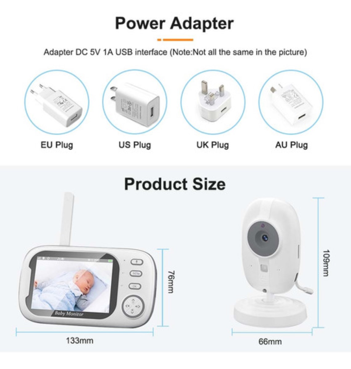 Monitor Para Bebe Camara 360 Control Remoto Pantalla Blanco