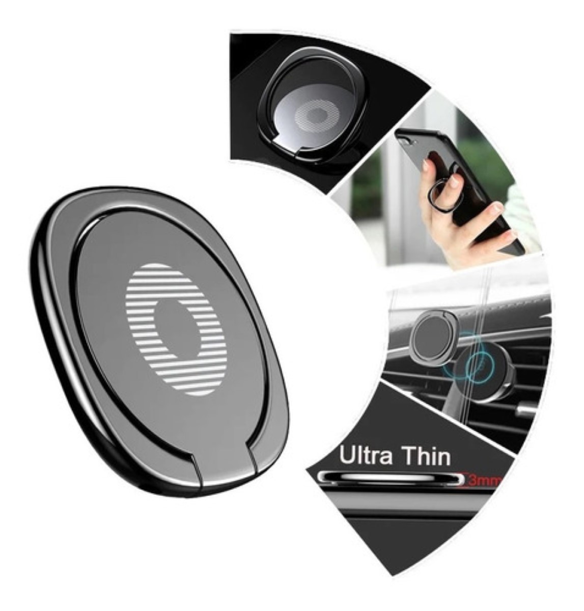 Anillo Holder Sujetador Para Celular Metal 360° Soporte Plata